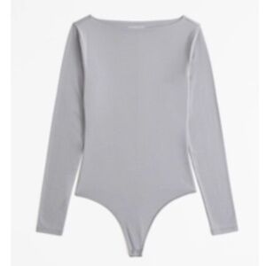 Abercrombie Long Sleeve Cotton-Modal Slash Bodysuit Grey Small